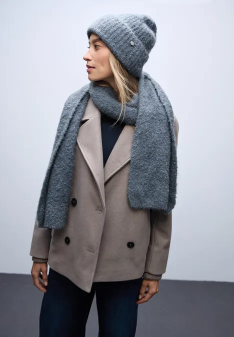 Bouclé Beanie Slate Blue Mel. Bouclé Beanie Slate Blue Mel.