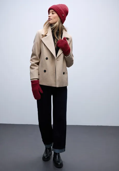 Bouclé Fäustlinge carpet red