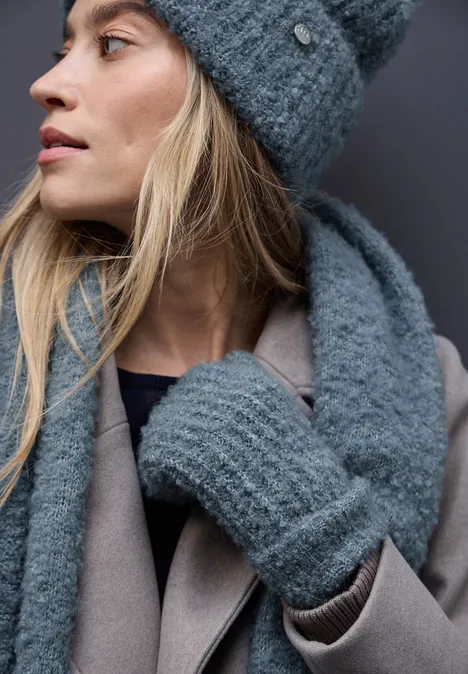 Bouclé Fäustlinge Slate Blue Mel.