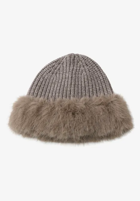 Beanie mit Fake Fur Sandy Mocca Mel. Beanie mit Fake Fur Sandy Mocca Mel.