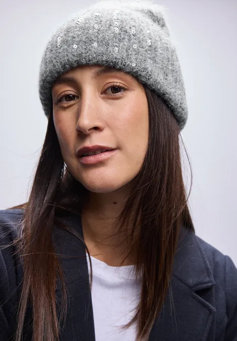 Beanie mit Pailletten anthracite melange Beanie mit Pailletten anthracite melange