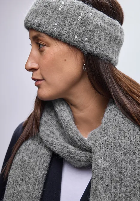 Stirnband mit Pailletten anthracite melange Stirnband mit Pailletten anthracite melange