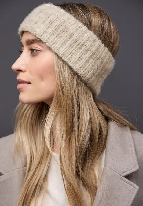 Stirnband mit Pailletten pastel sand Stirnband mit Pailletten pastel sand
