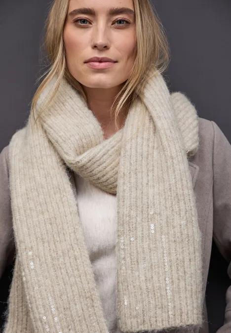 Schal mit Pailletten pastel sand