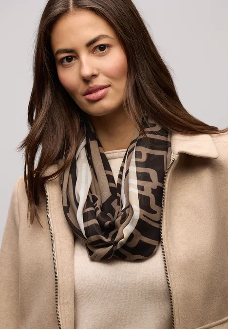 Gemusterter Loop Schal light terra mocha