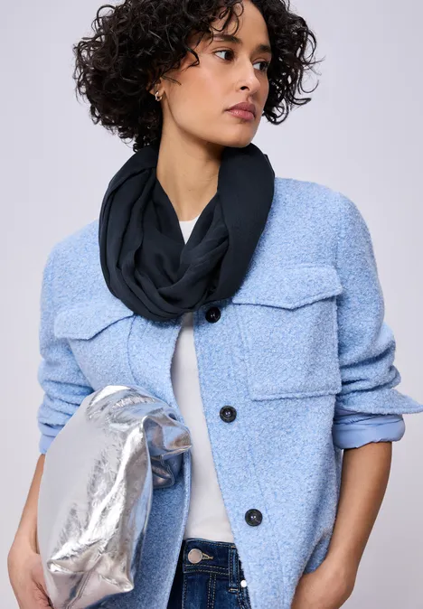 Sjaal met lus in effen kleur shadowed navy