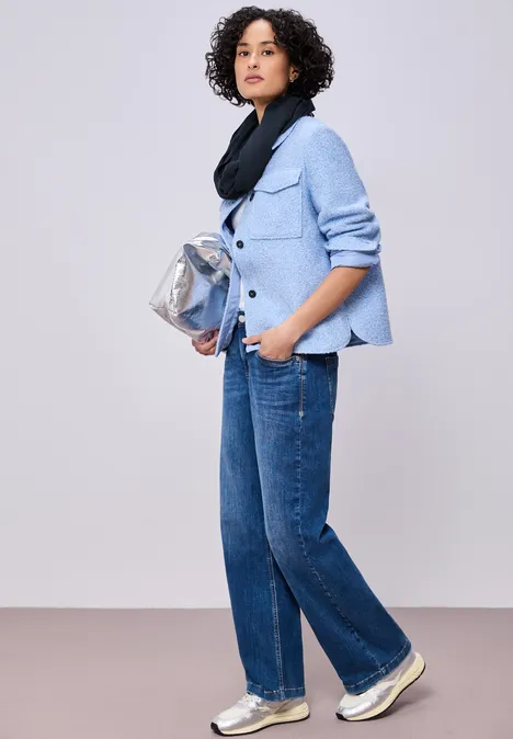 Sjaal met lus in effen kleur shadowed navy