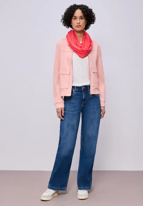 Sjaal met lus in effen kleur sunset red