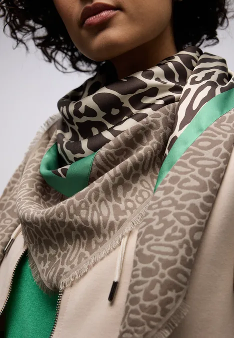 Leo driehoekige sjaal cotton beige