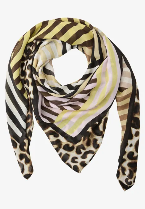 Streepjesdoek met leeuwendetails Cinnamon Brown