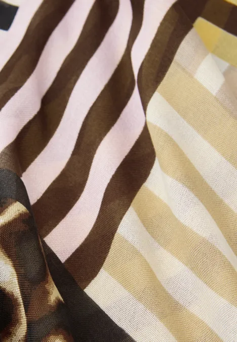 Streepjesdoek met leeuwendetails Cinnamon Brown