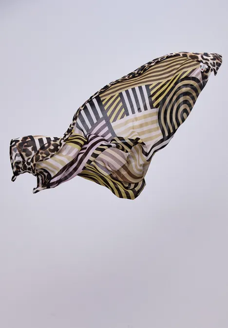 Streepjesdoek met leeuwendetails Cinnamon Brown