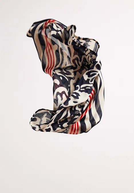 Modal lussjaal met print shadowed navy