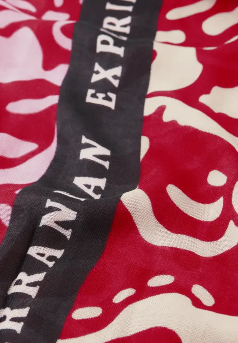 Modal sjaal met bloemenpatroon salsa red