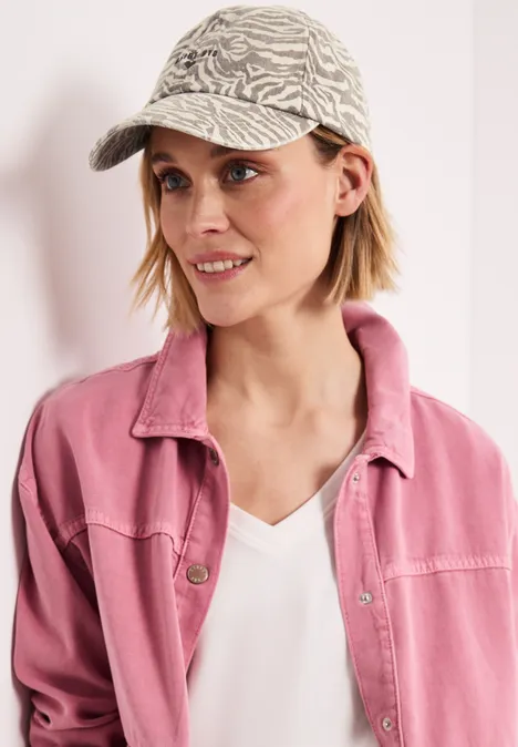 Casquette en coton avec imprimé zèbre clay sand