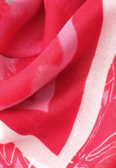 Tuch mit floralem Muster salsa red