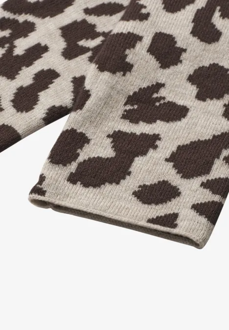 Manchettes en maille fine avec motif léopard auburn brown