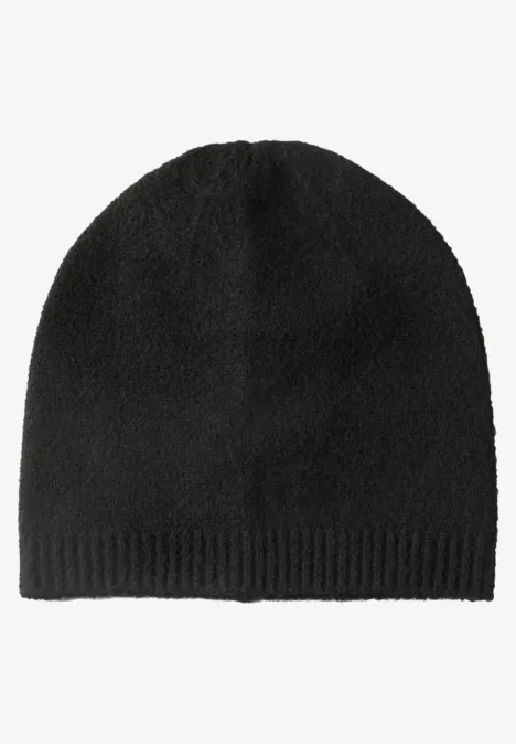 Feinstrick Beanie in Unifarbe Black