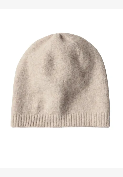 Feinstrick Beanie in Unifarbe Soft Sand Mel.