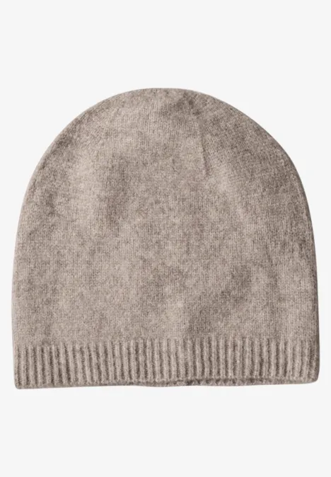 Feinstrick Beanie in Unifarbe Sandy Mocca Mel.