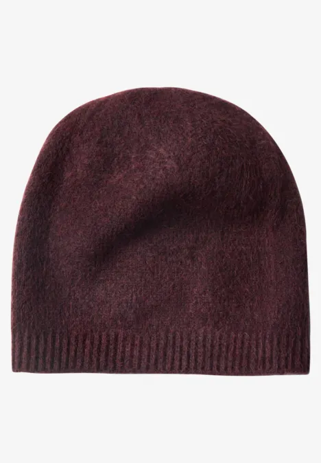 Bonnet en maille fine, couleur unie rustic rouge mel.