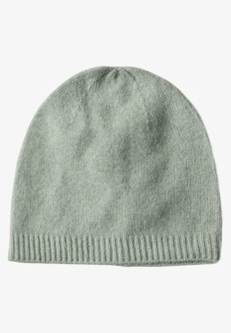 Feinstrick Beanie in Unifarbe eucalyptus green mel.