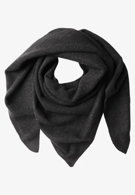 Fijngebreide driehoekige sjaal in effen kleur anthracite melange