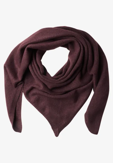 Écharpe triangulaire en maille fine, couleur unie rustic rouge mel.
