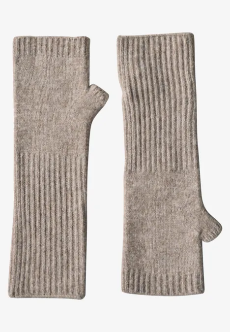 Feinstrick Armwärmer in Unifarbe Sandy Mocca Mel.