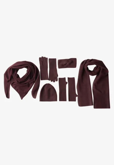 Longue écharpe en maille fine, couleur unie rustic rouge mel.