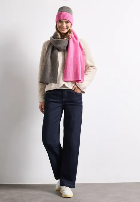 Feinstrick Schal im Colorblock-Look warm blush