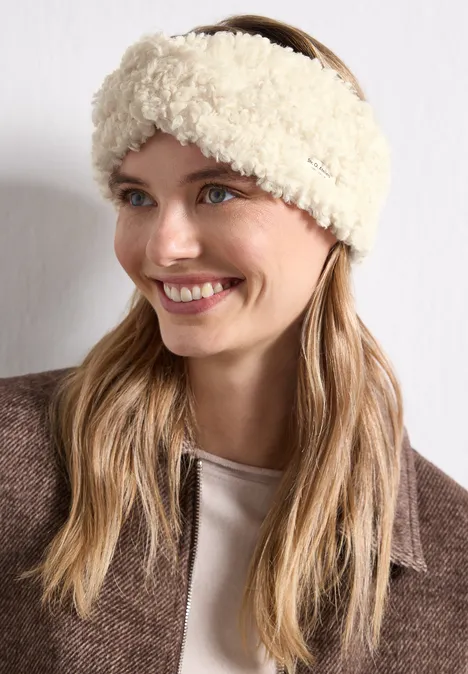Teddy-Stirnband in Unifarbe barley beige