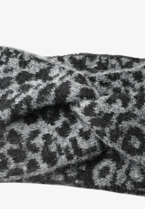 Opaska Jacquard z wzorem w panterkę Black