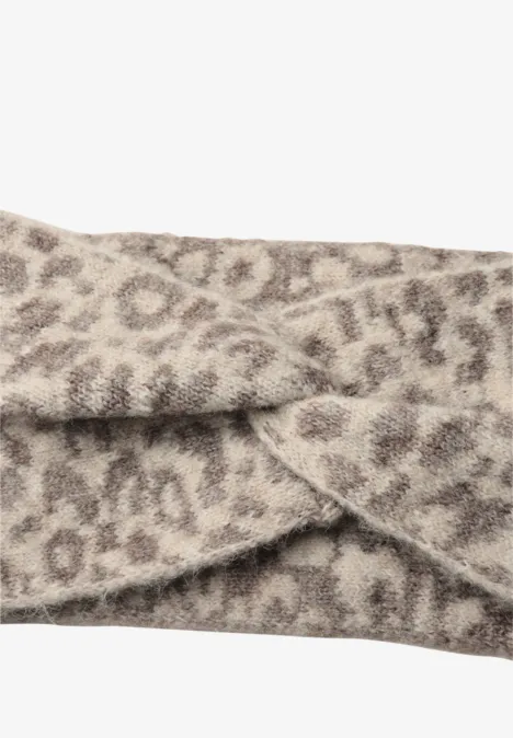 Opaska Jacquard z wzorem w panterkę barley beige mel.