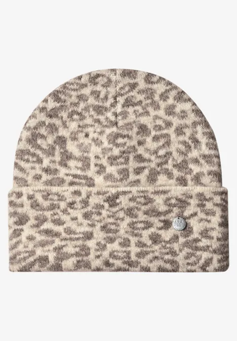 Czapka Jacquard z wzorem w panterkę barley beige mel.