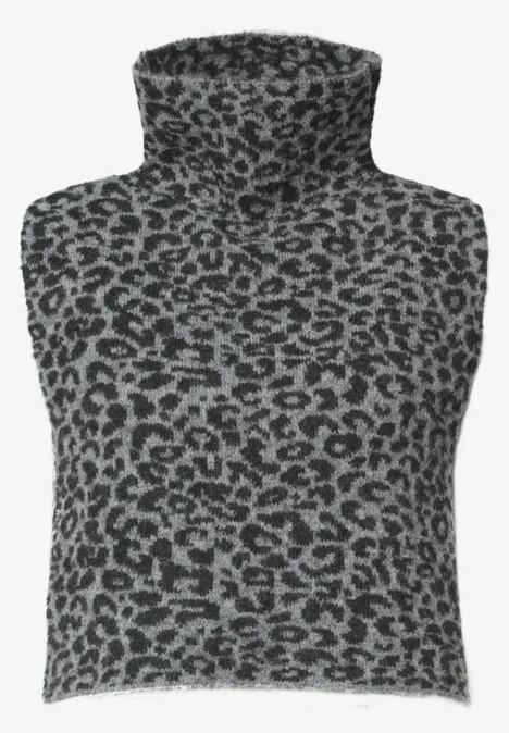 Kołnierzyk Jacquard w wzór lamparta Black