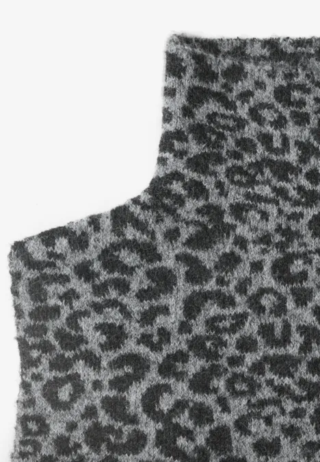 Kołnierzyk Jacquard w wzór lamparta Black
