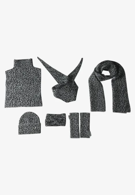Kołnierzyk Jacquard w wzór lamparta Black