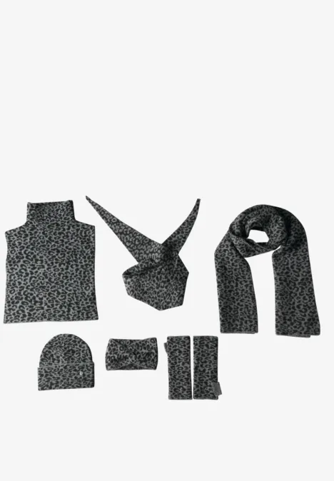 Ogrzewacze na ramiona w stylu Jacquard z wzorem w panterkę Black
