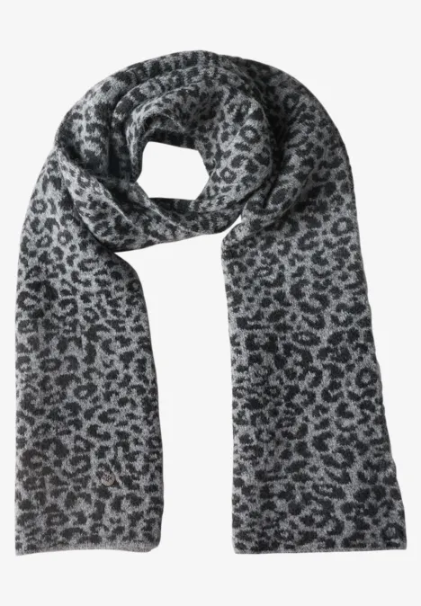 Écharpe jacquard à motif léopard Black