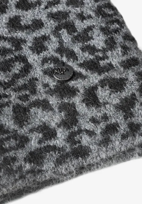 Écharpe jacquard à motif léopard Black