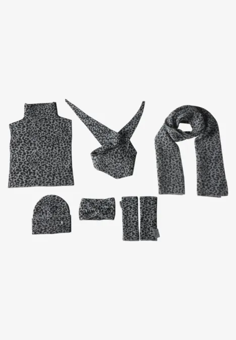 Écharpe jacquard à motif léopard Black