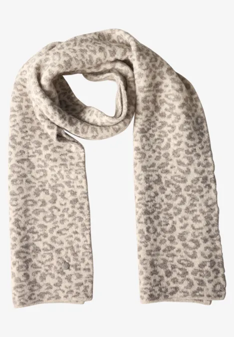 Szalik Jacquard z wzorem w panterkę barley beige mel.