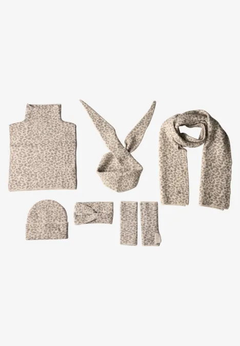 Szalik Jacquard z wzorem w panterkę barley beige mel.
