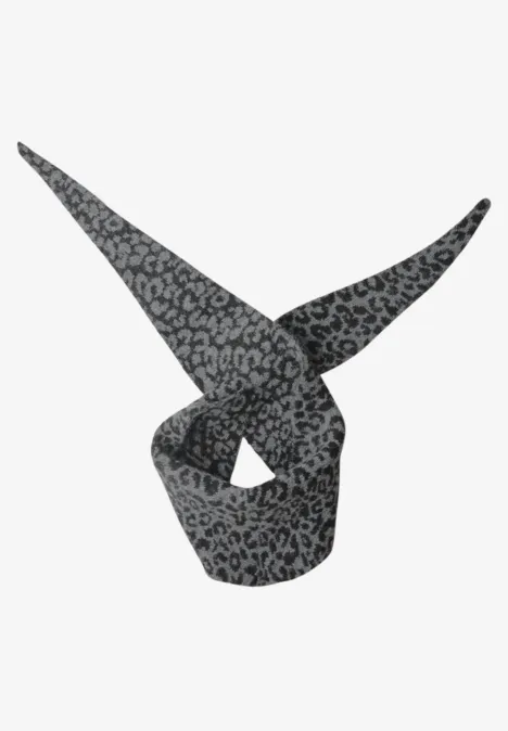 Écharpe triangulaire en jacquard à motif léopard Black