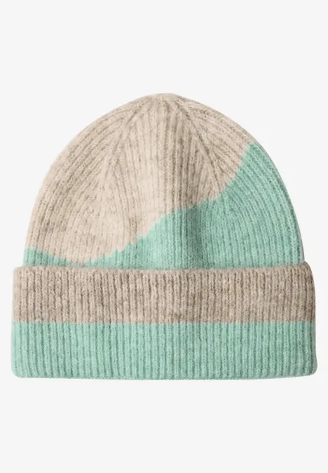 Muts met colorblock-patroon fresh sage mel.