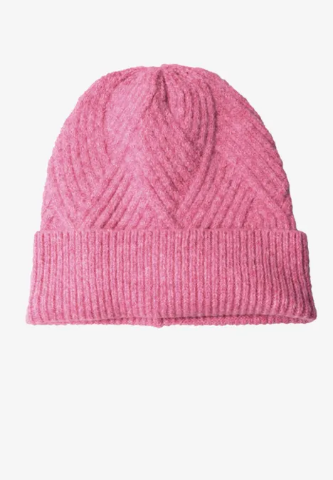 Beanie mit Strickmuster warm blush mel.
