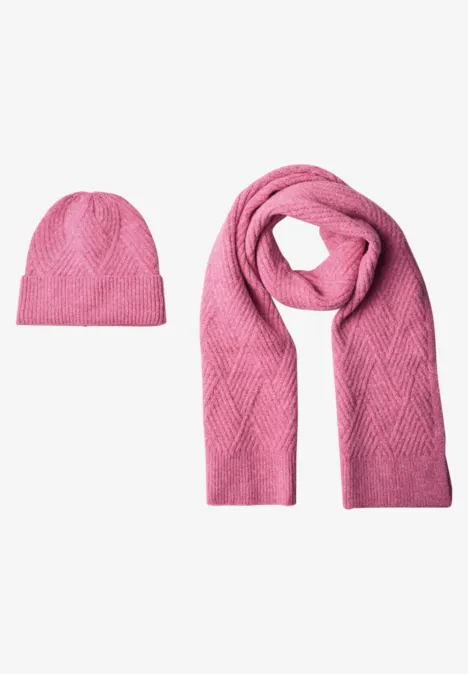 Beanie mit Strickmuster warm blush mel.