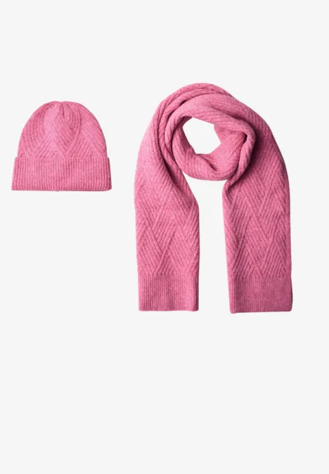 Longue écharpe à motifs tricotés warm blush mel.