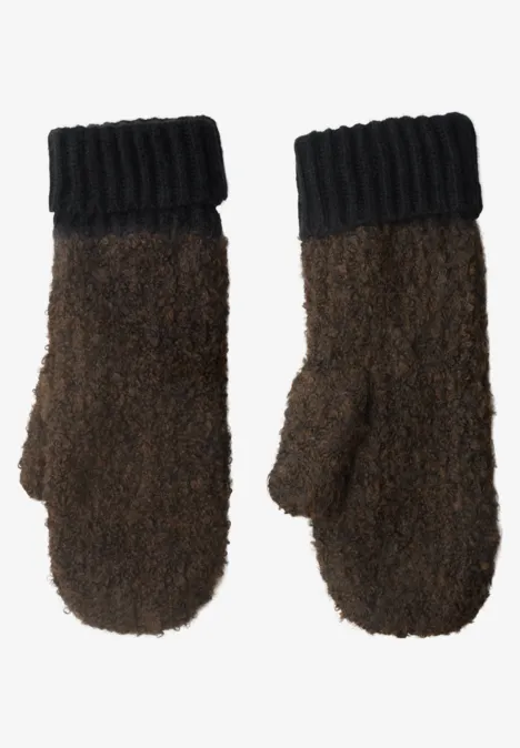 Rękawiczki bez palców z mieszanki Bouclé Black